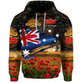Australia Aboriginal ANZAC Zip Up And Pullover Hoodie Poppy Vibes - Black LT8