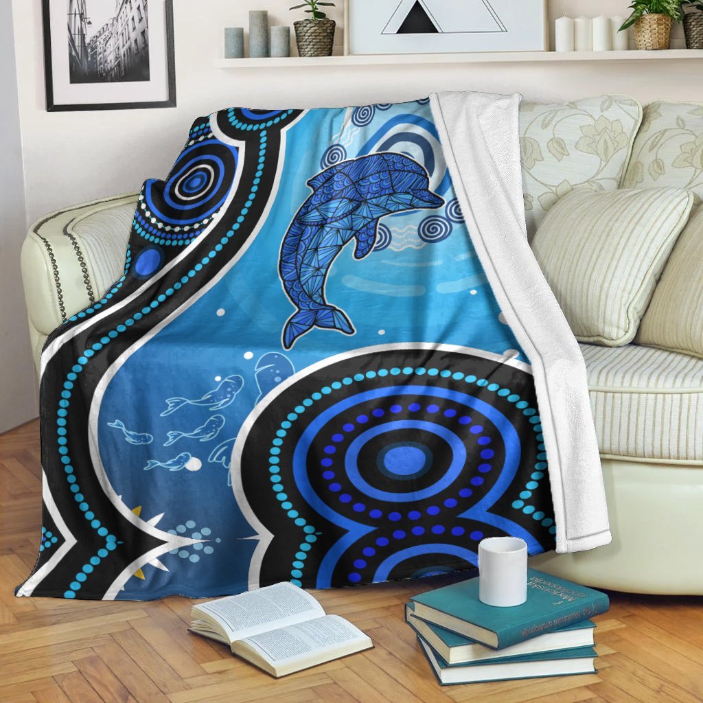 aussie-aboriginal-premium-blanket-dolphin-and-aboriginal-dot-patterns