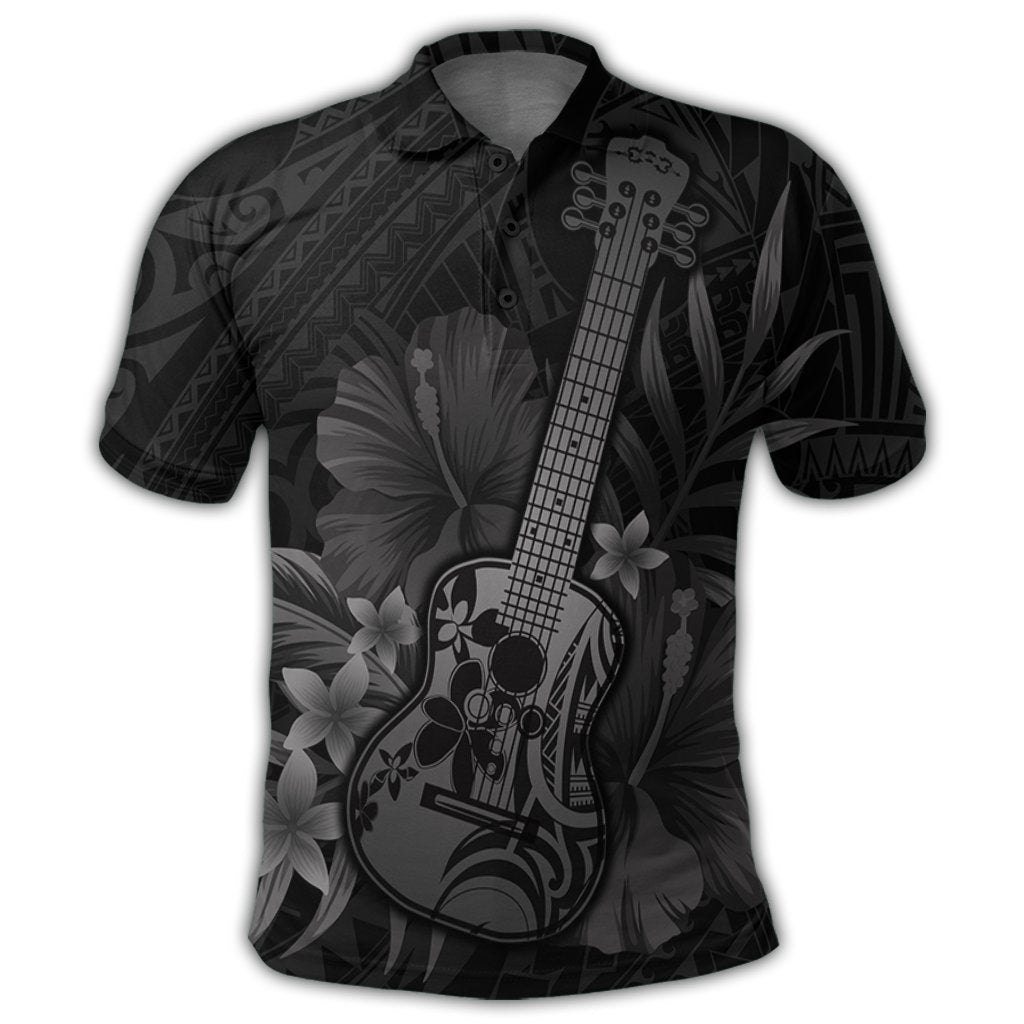 hawaiian-hawaii-ukulele-flower-polo-shirt-gray-ah