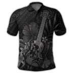 hawaiian-hawaii-ukulele-flower-polo-shirt-gray-ah