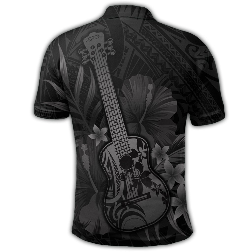 hawaiian-hawaii-ukulele-flower-polo-shirt-gray-ah
