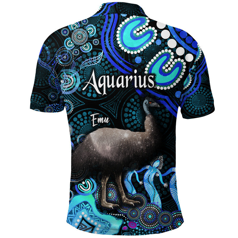 australian-astrology-polo-shirt-aquarius-emu-glider-zodiac-aboriginal-vibes-blue