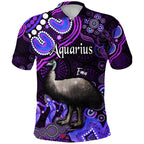 australian-astrology-polo-shirt-aquarius-emu-glider-zodiac-aboriginal-vibes-purple