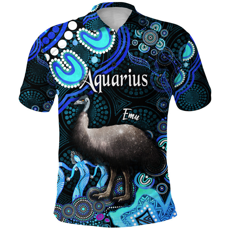australian-astrology-polo-shirt-aquarius-emu-glider-zodiac-aboriginal-vibes-blue