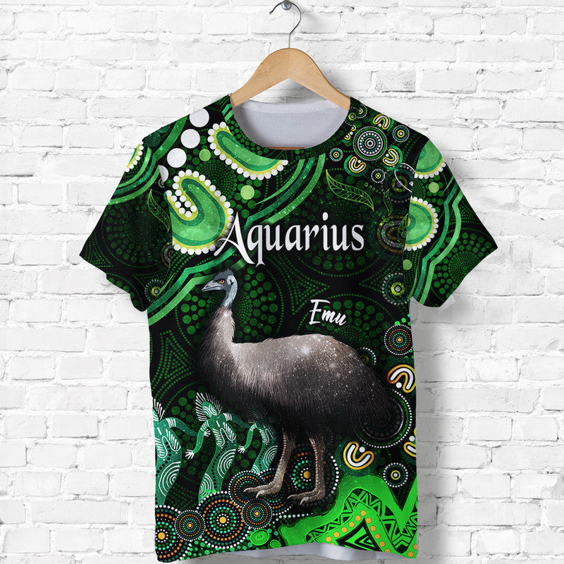 custom-personalised-australian-astrology-t-shirt-aquarius-emu-glider-zodiac-aboriginal-vibes-green