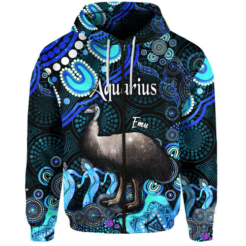 australian-astrology-zip-up-and-pullover-hoodie-aquarius-emu-glider-zodiac-aboriginal-vibes-blue