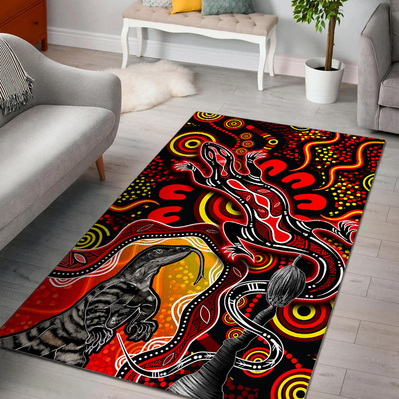 aboriginal-lizard-area-rug-red-color