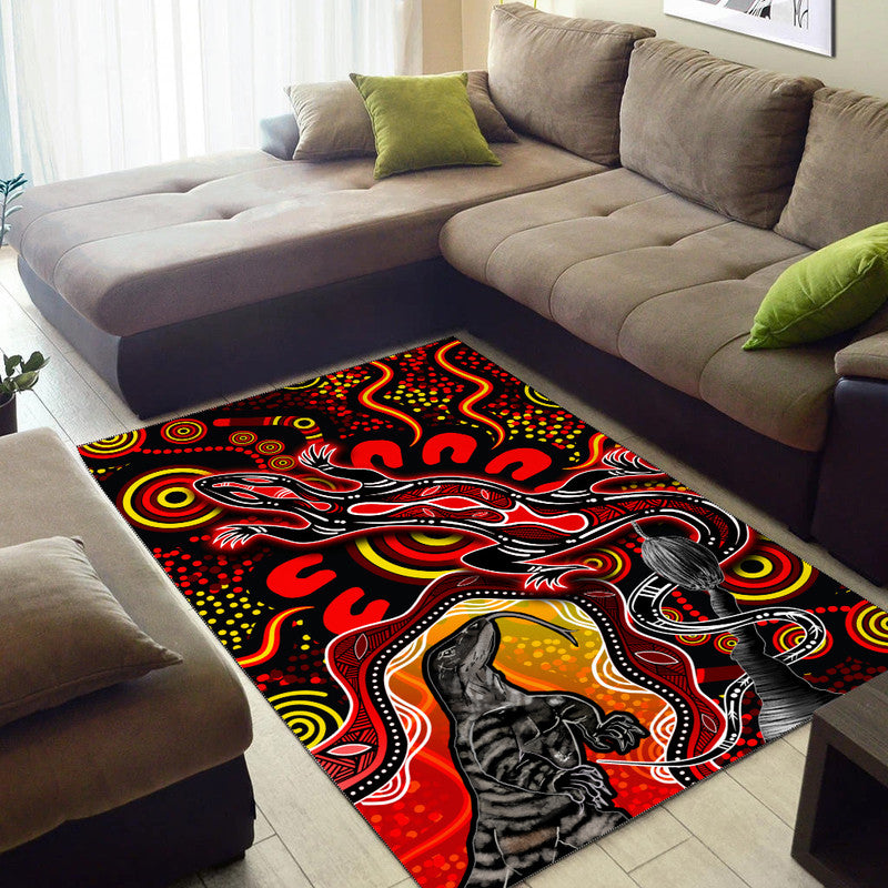 aboriginal-lizard-area-rug-red-color