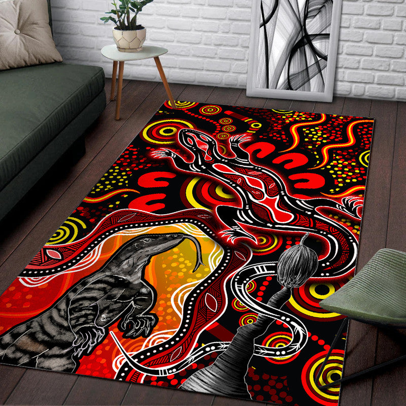 aboriginal-lizard-area-rug-red-color