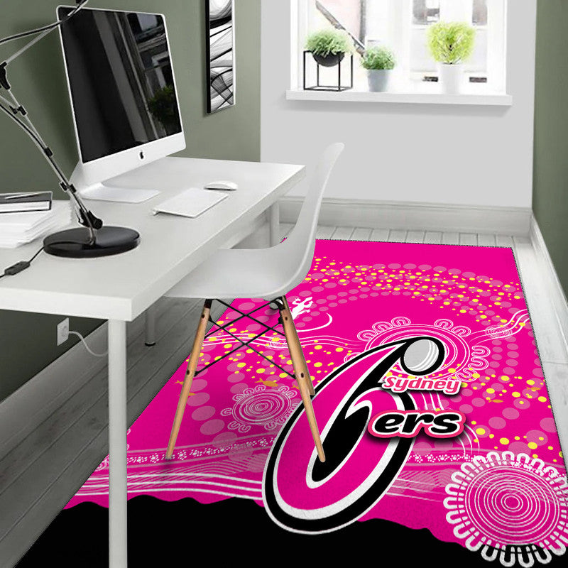 sydney-sixers-area-rug-cricket-aboriginal-vibe