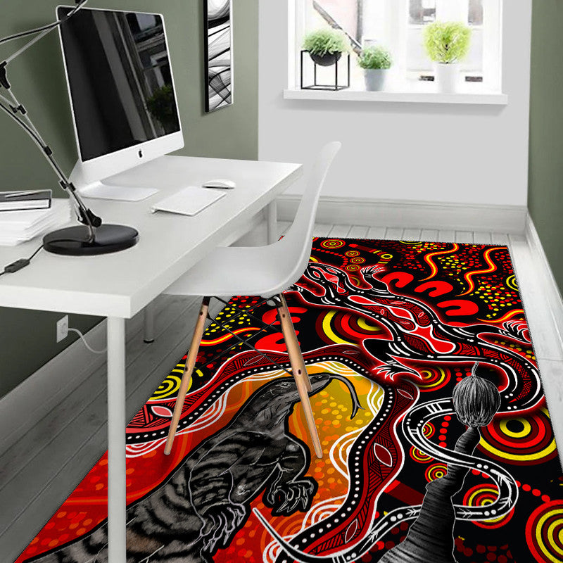 aboriginal-lizard-area-rug-red-color