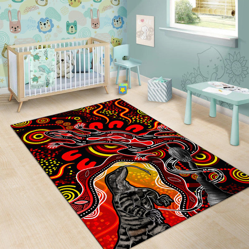 aboriginal-lizard-area-rug-red-color
