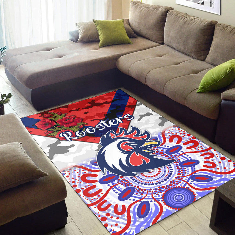sydney-roosters-anzac-2022-area-rug-indigenous-vibes-white