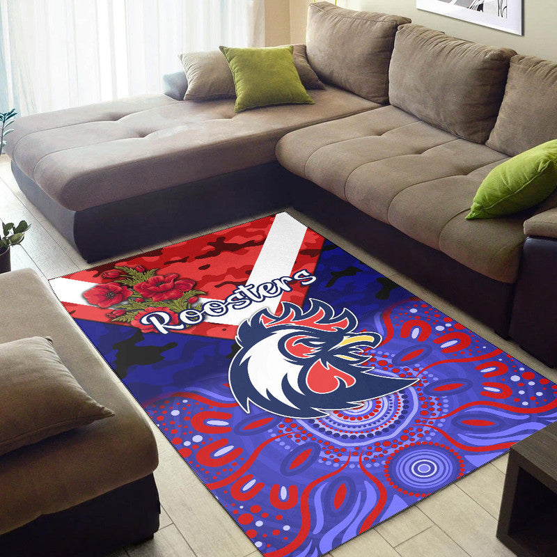 sydney-roosters-anzac-2022-area-rug-indigenous-vibes-blue