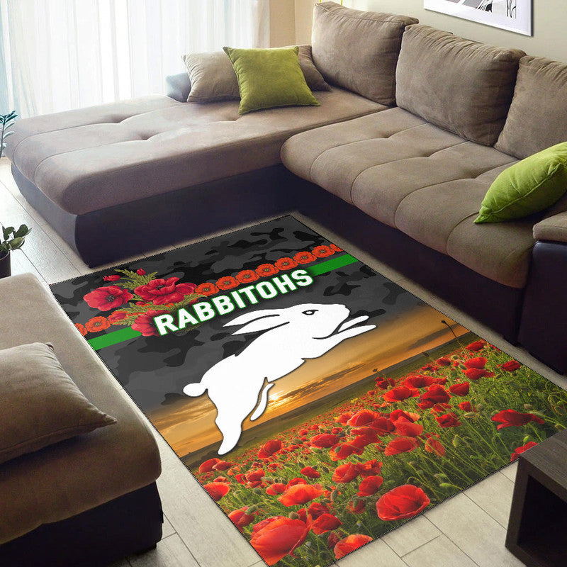 south-sydney-rabbitohs-anzac-2022-area-rug-poppy-flowers-vibes-black