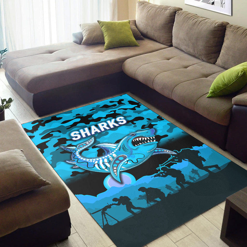 cronulla-sutherland-sharks-anzac-2022-area-rug-simple-style-black