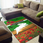south-sydney-rabbitohs-anzac-2022-area-rug-poppy-flowers-vibes-green