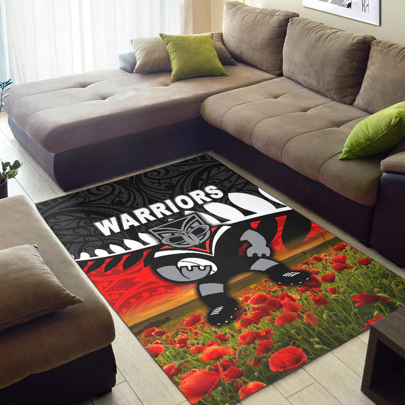 new-zealand-warriors-anzac-2022-area-rug-maori-poppy-flowers-vibes