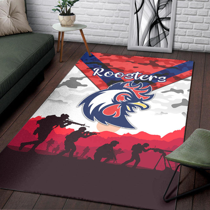 sydney-roosters-anzac-2022-area-rug-simple-style-white