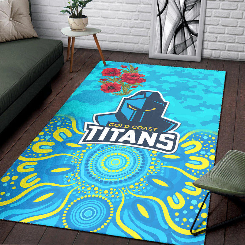 gold-coast-titans-anzac-2022-area-rug-indigenous-vibes