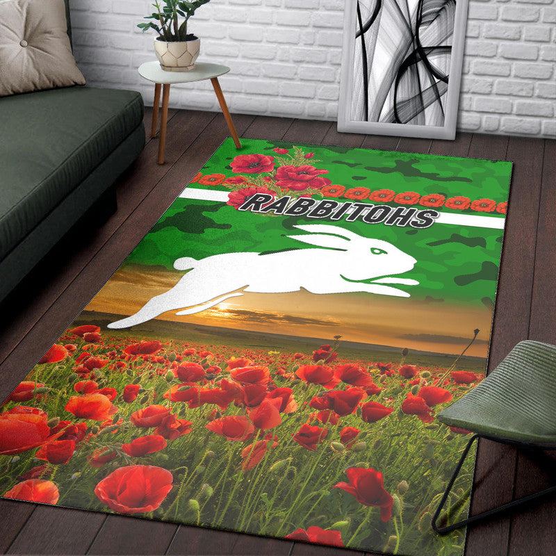 south-sydney-rabbitohs-anzac-2022-area-rug-poppy-flowers-vibes-green