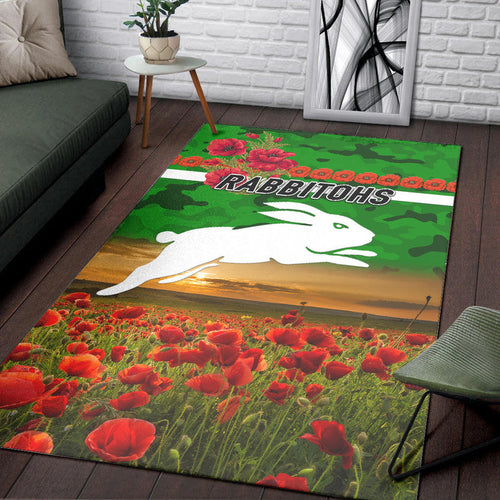 south-sydney-rabbitohs-anzac-2022-area-rug-poppy-flowers-vibes-green