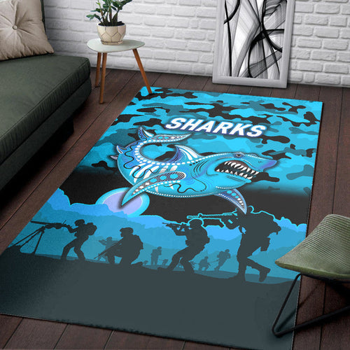 cronulla-sutherland-sharks-anzac-2022-area-rug-simple-style-black