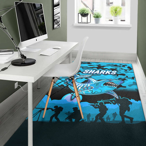 cronulla-sutherland-sharks-anzac-2022-area-rug-simple-style-black