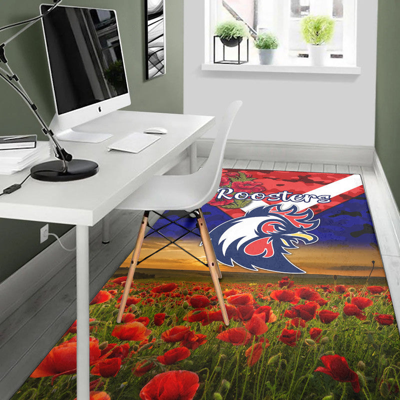 sydney-roosters-anzac-2022-area-rug-poppy-flowers-vibes-blue
