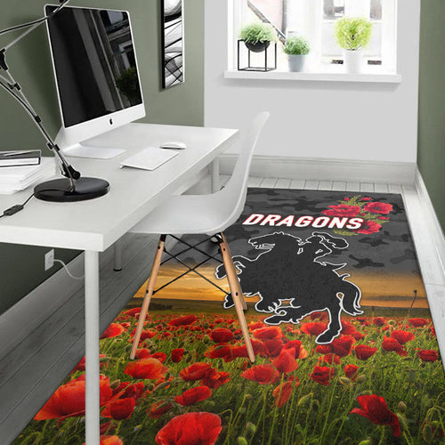st-george-illawarra-dragons-anzac-2022-area-rug-poppy-flowers-vibes-black