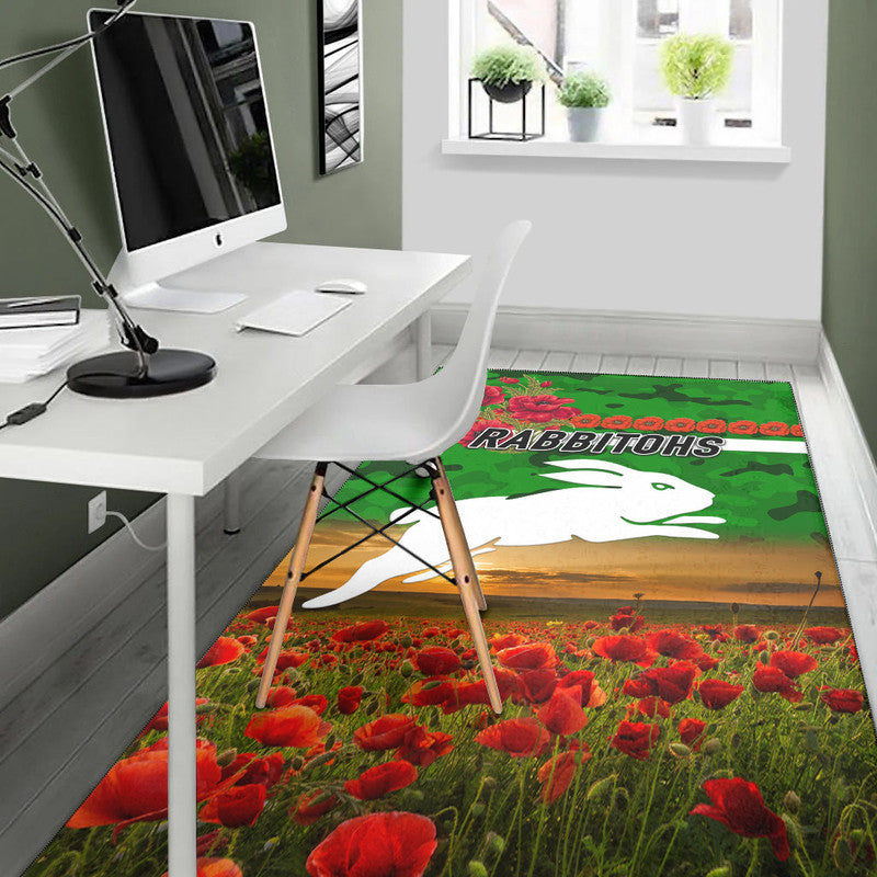 south-sydney-rabbitohs-anzac-2022-area-rug-poppy-flowers-vibes-green