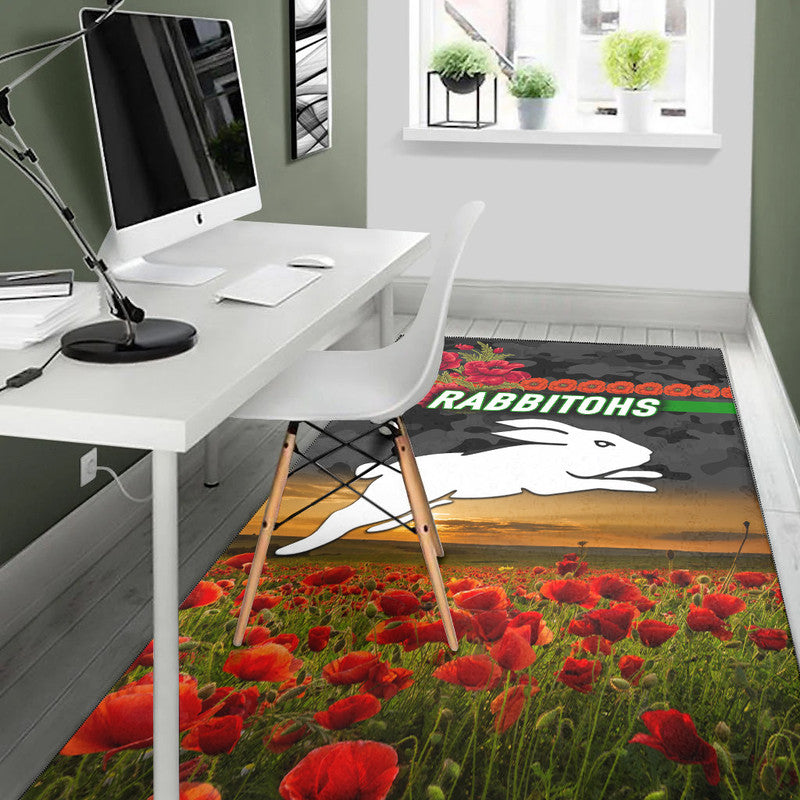 south-sydney-rabbitohs-anzac-2022-area-rug-poppy-flowers-vibes-black
