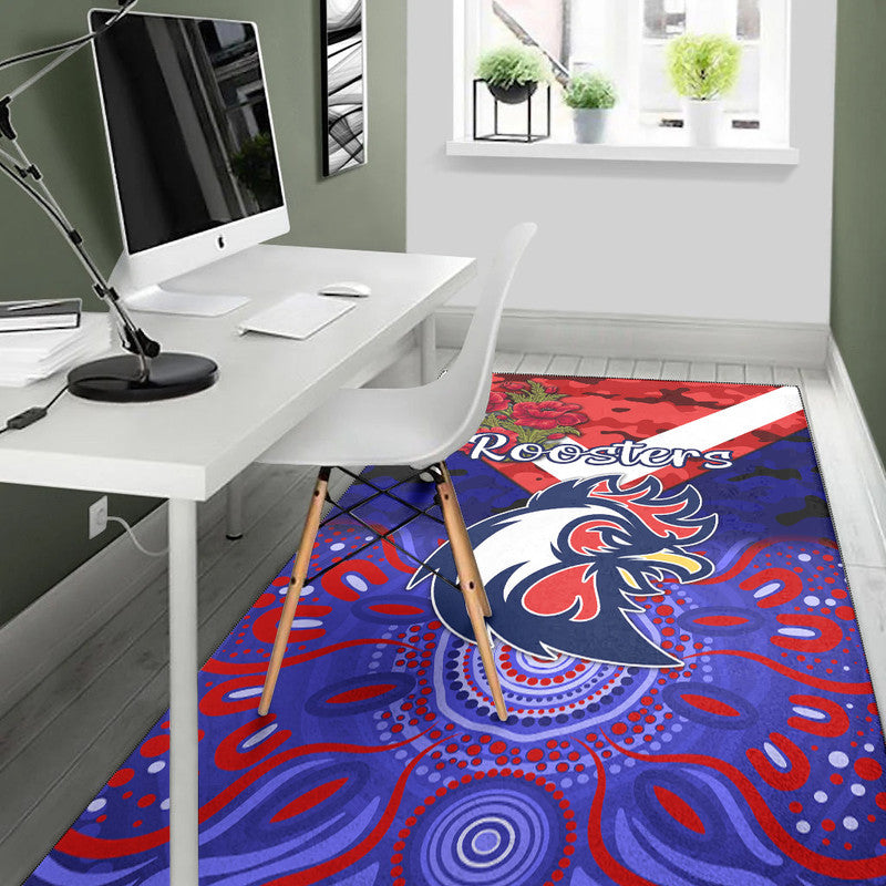 sydney-roosters-anzac-2022-area-rug-indigenous-vibes-blue
