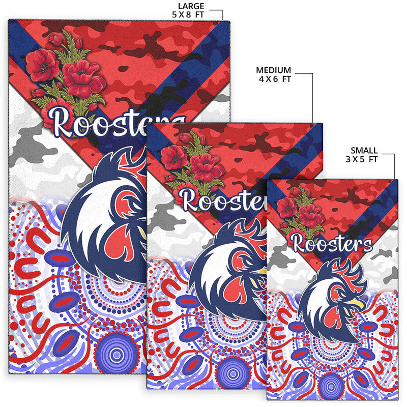 sydney-roosters-anzac-2022-area-rug-indigenous-vibes-white