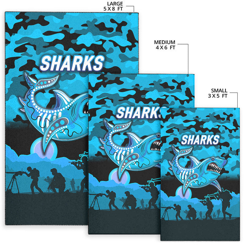 cronulla-sutherland-sharks-anzac-2022-area-rug-simple-style-black
