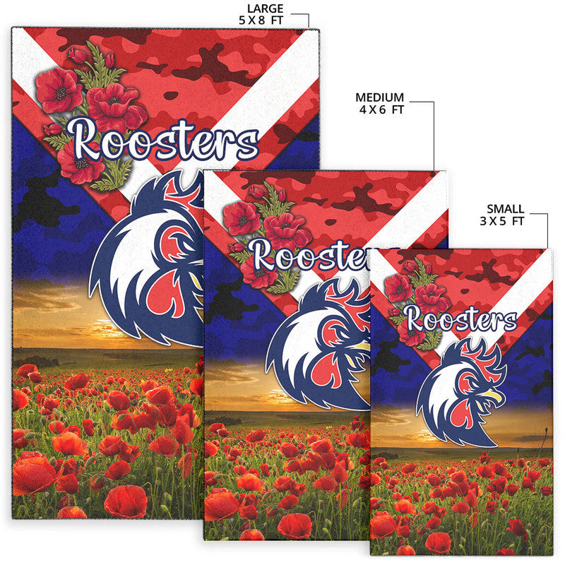 sydney-roosters-anzac-2022-area-rug-poppy-flowers-vibes-blue