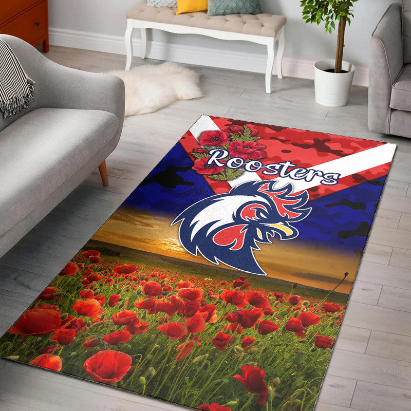 sydney-roosters-anzac-2022-area-rug-poppy-flowers-vibes-blue