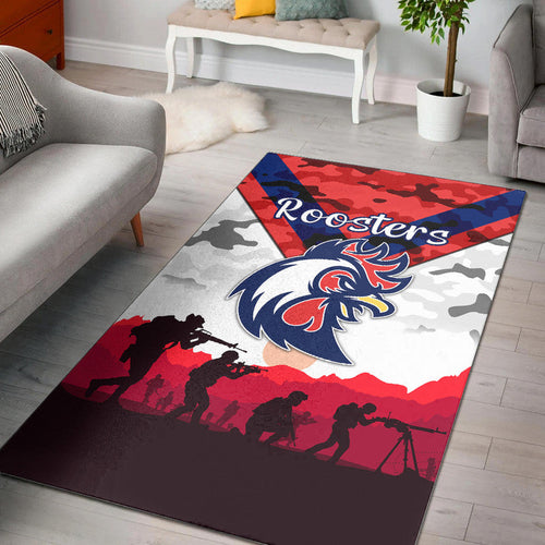 sydney-roosters-anzac-2022-area-rug-simple-style-white