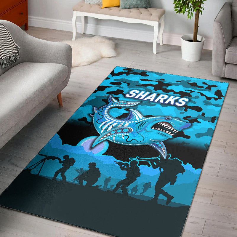 cronulla-sutherland-sharks-anzac-2022-area-rug-simple-style-black