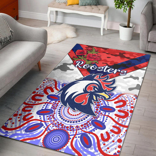 sydney-roosters-anzac-2022-area-rug-indigenous-vibes-white
