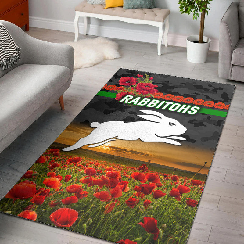 south-sydney-rabbitohs-anzac-2022-area-rug-poppy-flowers-vibes-black