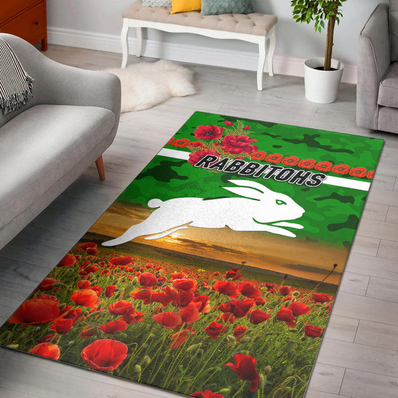 south-sydney-rabbitohs-anzac-2022-area-rug-poppy-flowers-vibes-green