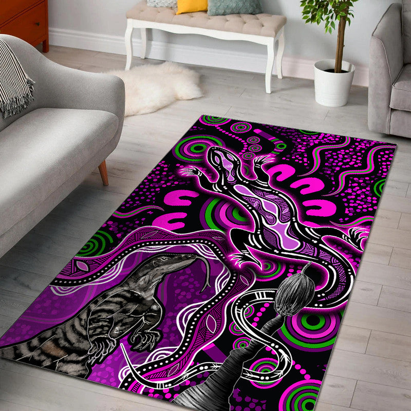 aboriginal-lizard-area-rug-pink-color