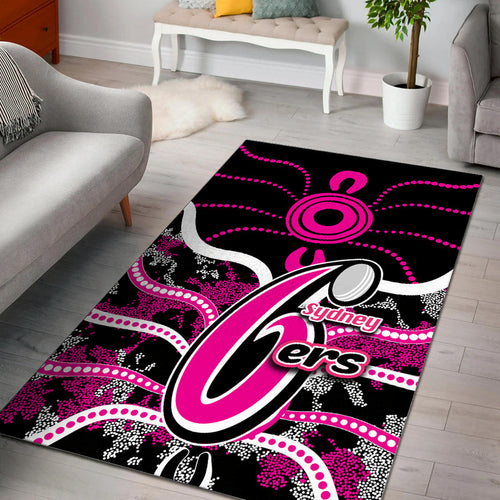 sydney-sixers-area-rug-cricket-dot-aboriginal