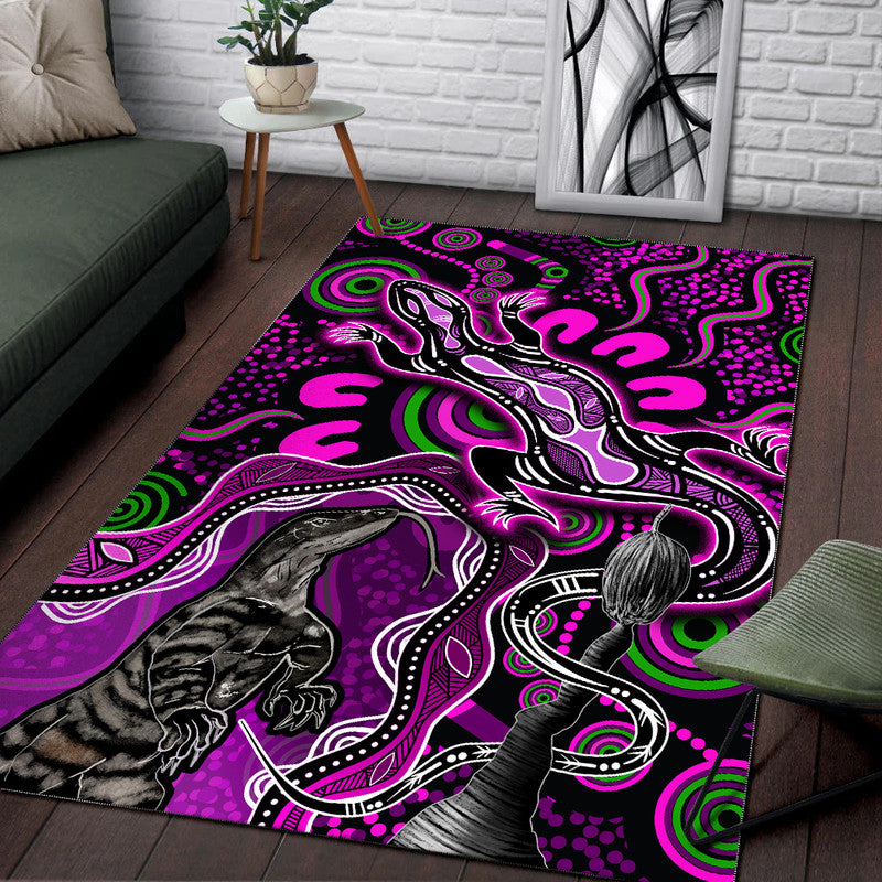 aboriginal-lizard-area-rug-pink-color