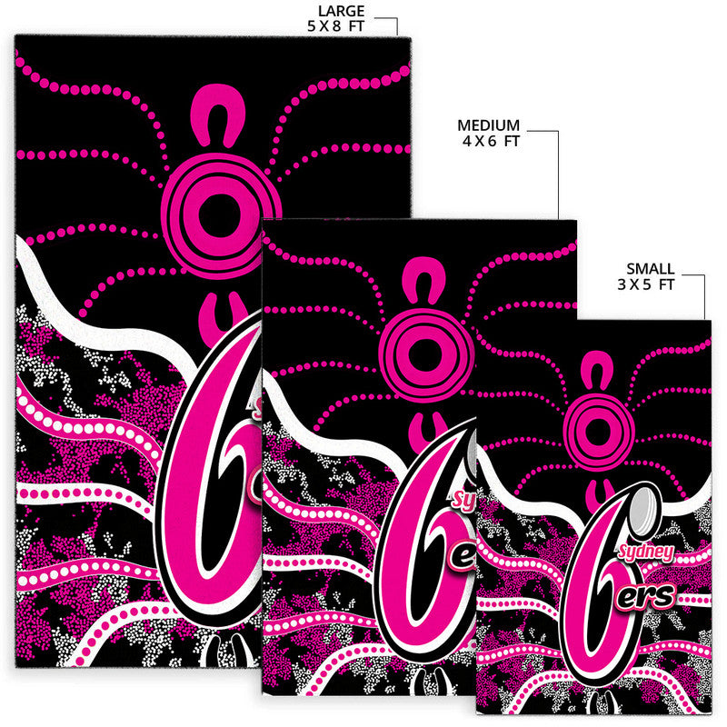 sydney-sixers-area-rug-cricket-dot-aboriginal