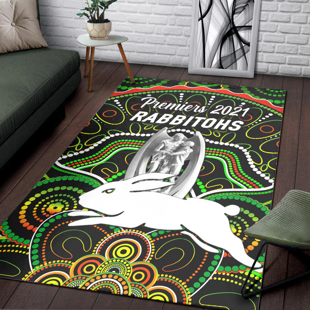 south-sydney-rabbitohs-area-rug-2021-indigenous-premiers-trophy-black