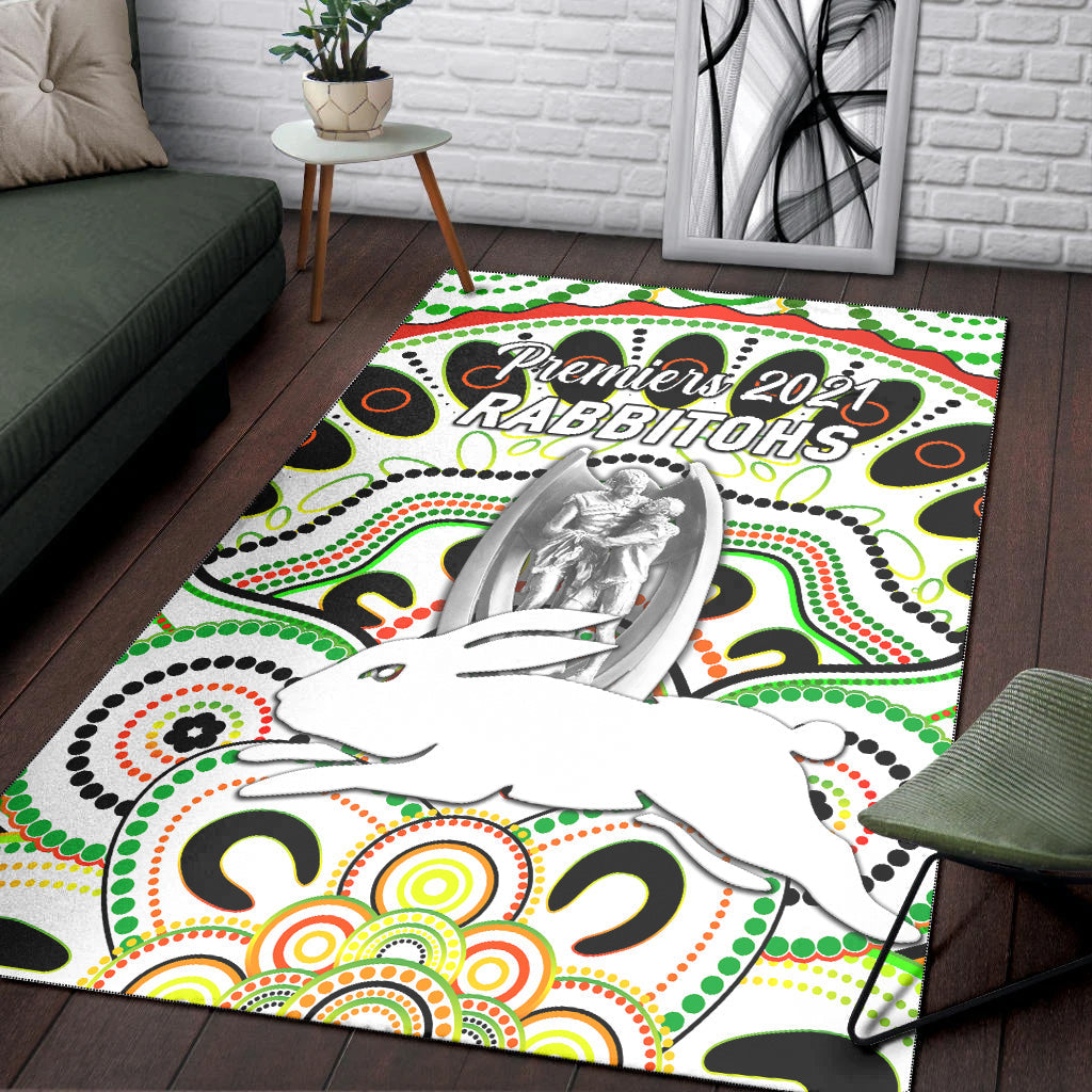 south-sydney-rabbitohs-area-rug-2021-indigenous-premiers-trophy-white