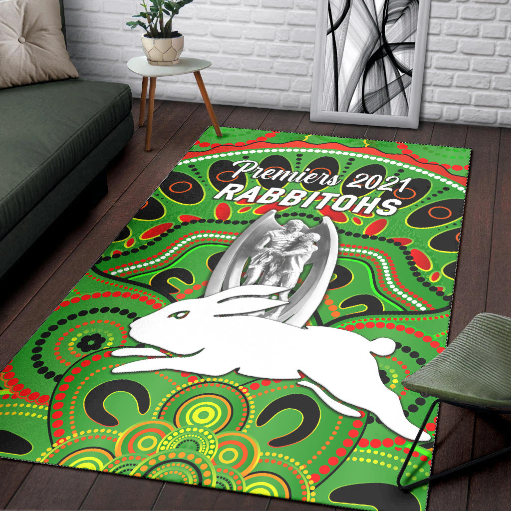 south-sydney-rabbitohs-area-rug-2021-indigenous-premiers-trophy-green