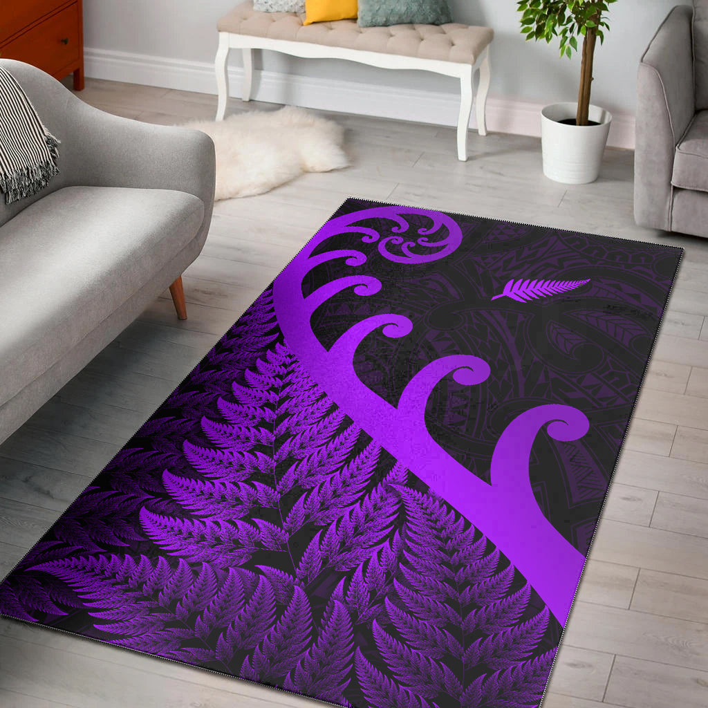 new-zealand-rugby-maori-area-rug-silver-fern-koru-vibes-purple